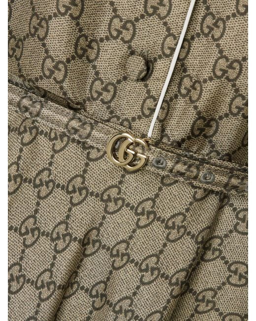 Gucci Natural Midi-Hemdblusenkleid Aus Bedrucktem Seiden-Twill Mit Paspeln Und Gürtel