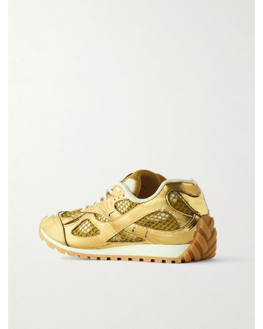 Bottega Veneta Metallic Orbit Technical Fishnet Sneakers
