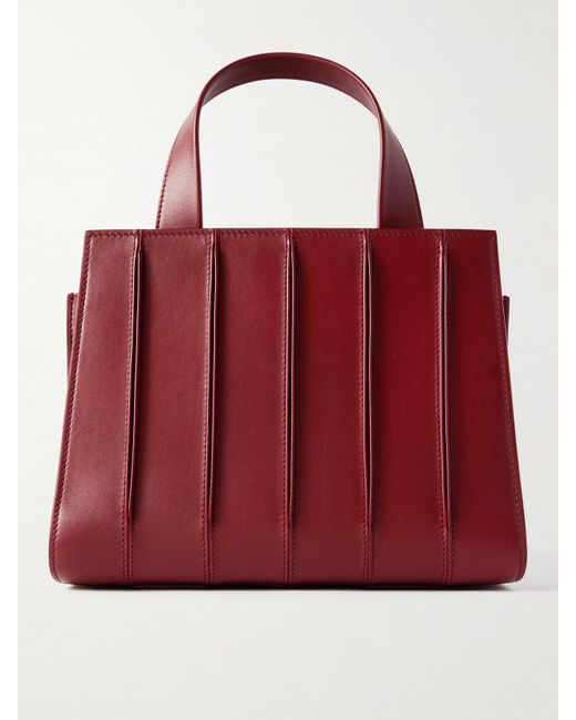 Max Mara Red Whitney Bag 5 Medium Pleated Leather Tote