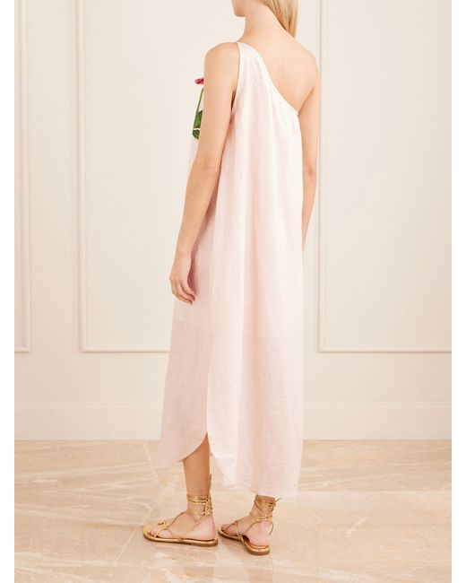 farm rio pink garden terrace maxi dress Farm Rio, Garden Terrace one-shoulder linen midi dress, Women, Pink, XS, Dresses