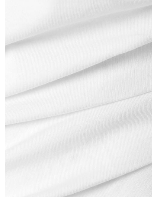 Dries Van Noten White Henray Asymmetrisches Oberteil Aus Baumwoll-Jersey Mit Raffungen