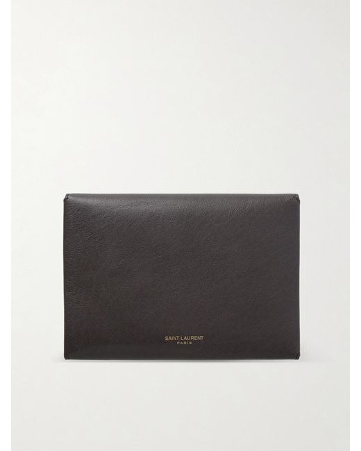 Saint Laurent Gray Textured-Leather Wallet