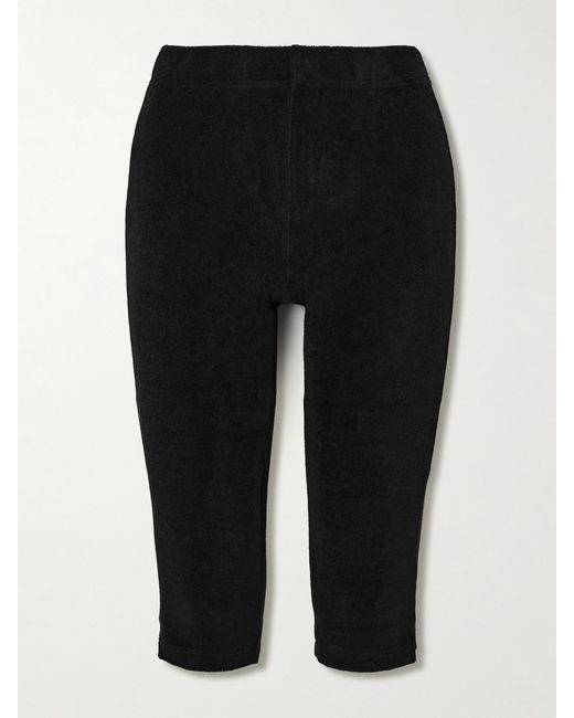 Suzie Kondi Black Pashi Cropped Cotton-Blend Terry Skinny Pants