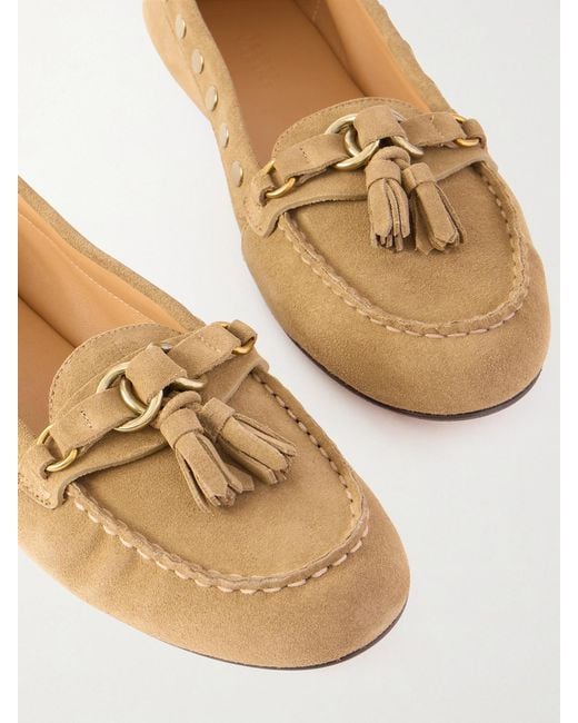 Isabel Marant Natural Faxel Embellished Suede Loafers
