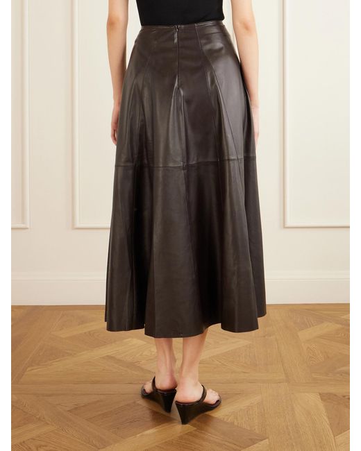 Arma Brown Eleni Paneled Leather Midi Skirt