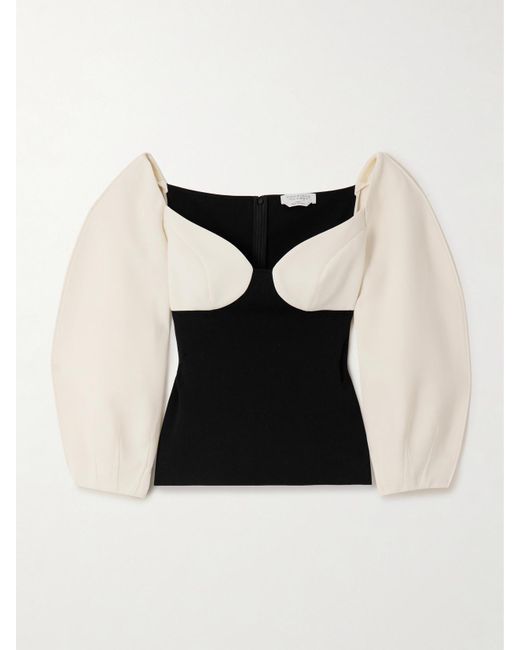 Gabriela Hearst Black Enoch Wool-Crepe And Silk Cropped Top