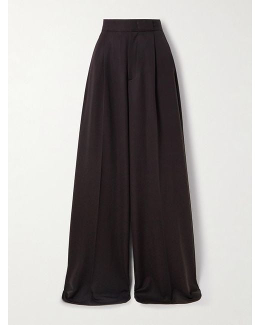 Sa Su Phi Blue Bogart Hose Mit Weitem Bein Aus Wolle Mit Falten