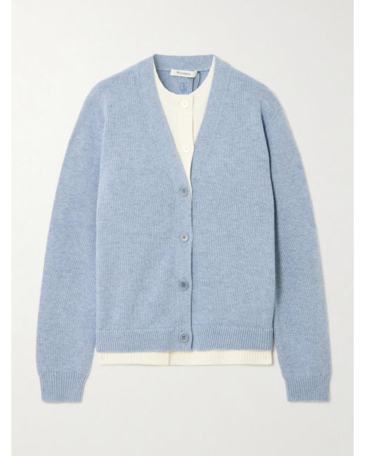 J.W. Anderson Blue Mehrlagiger Cardigan Aus Einer Woll-Kaschmirmischung