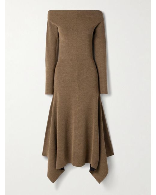 Robe Midi Épaules Nues Asymétrique En Mailles Stretch Romi Proenza Schouler en coloris Natural