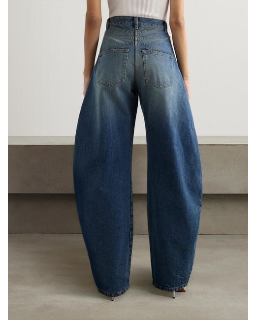 Alaïa Blue High-Rise Barrel-Leg Jeans