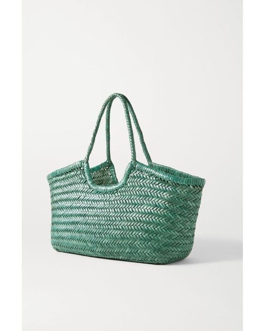 Dragon Diffusion Green Nantucket Large Woven Leather Tote