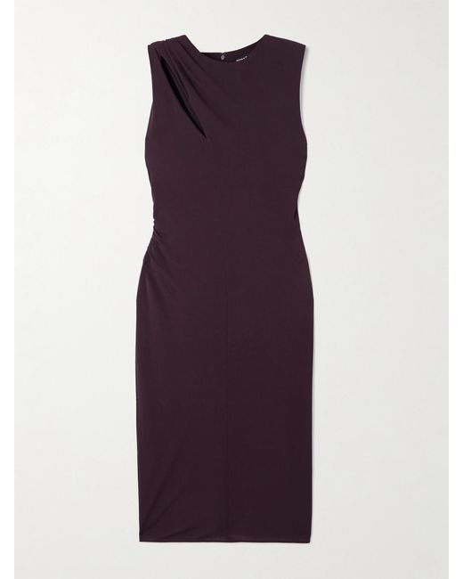 Tom Ford Purple Draped Cutout Jersey Dress