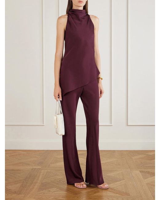 Veronica Beard Purple Braddock Satin Wide-Leg Pants