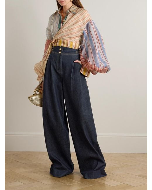 Zimmermann Blue Rebellion High-Rise Wide-Leg Jeans