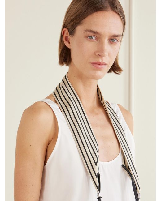 Totême White Printed Silk-Twill Scarf