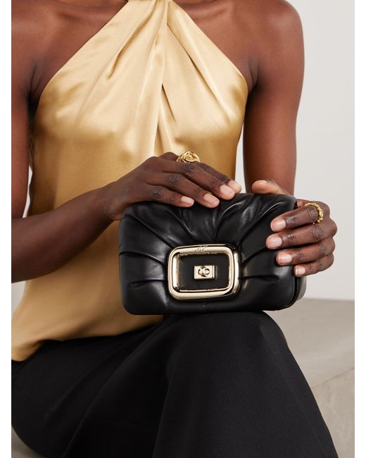 Roger Vivier Black Viv' Choc Me Mini Padded Leather Shoulder Bag