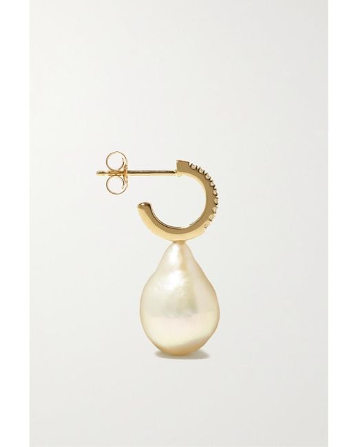 Mizuki Natural 14-Karat, Pearl And Diamond Hoop Earrings