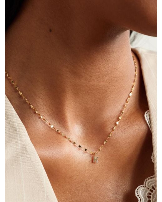 STONE AND STRAND Metallic Initial Sparkle Kette Aus Mit Diamanten