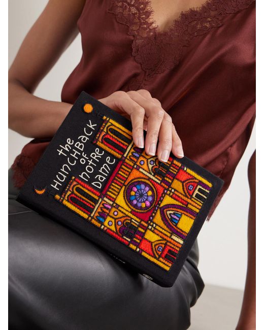 Olympia Le-Tan Black The Hunchback Of Notre-Dame Embroidered Appliquéd Canvas Clutch
