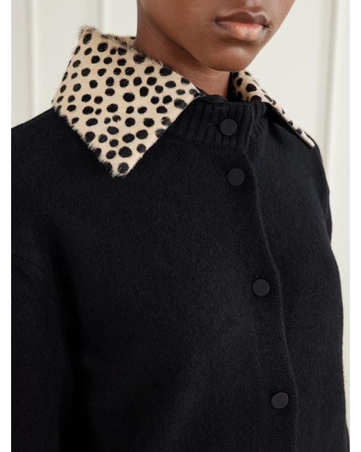 Rohe Black Calf Hair-Trimmed Wool-Blend Cardigan