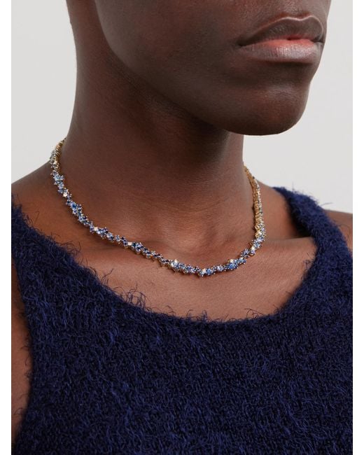 Sydney Evan Natural Cocktail Eternity 14-Karat, Diamond And Sapphire Necklace