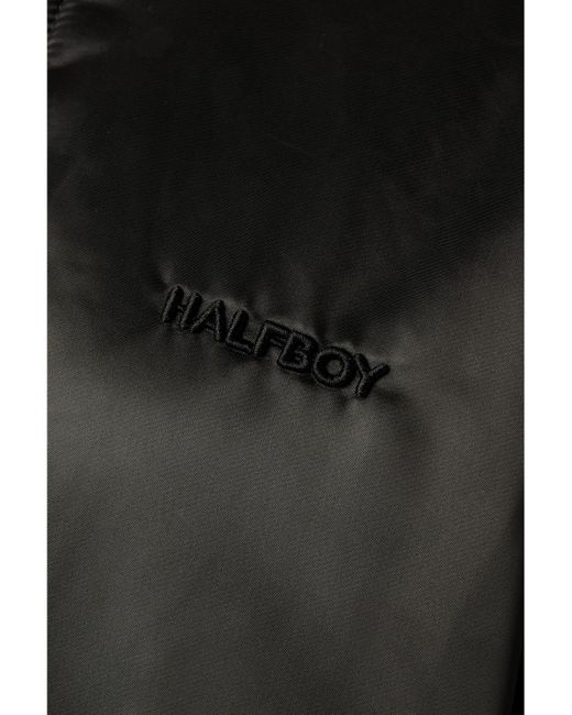 Halfboy Black Oversized Embroidered Padded Shell Bomber Jacket