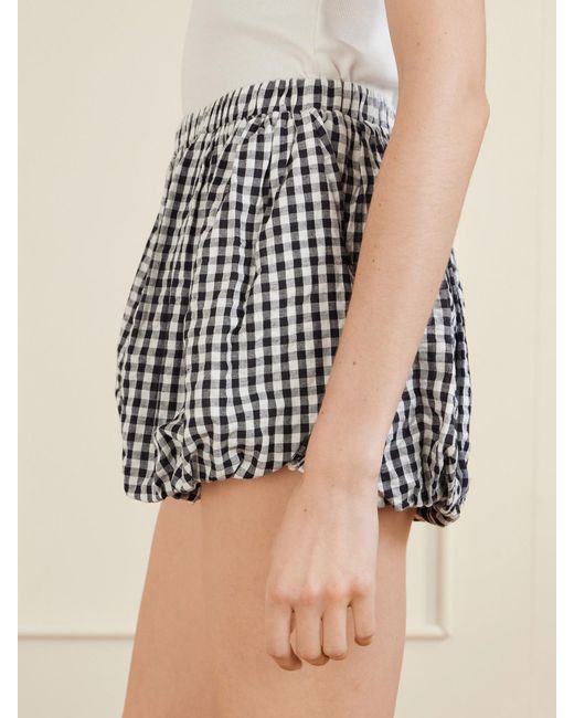Alix Of Bohemia Black Briar Gathered Checked Cotton Shorts