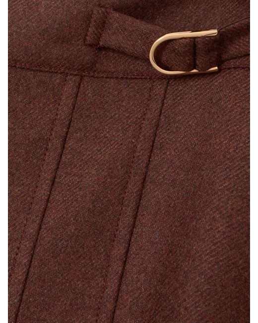 Gabriela Hearst Brown Wesley Pleated Wool And Cashmere-Blend Twill Midi Skirt