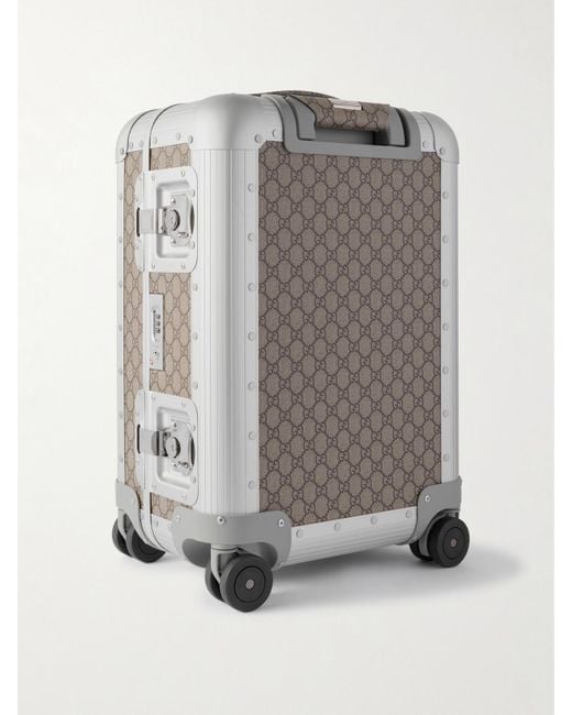 Gucci Gray Fpm Milano Monogrammed Coated-Canvas And Aluminum Suitcase