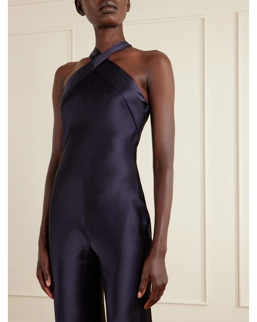 Galvan Blue Eve Satin Jumpsuit