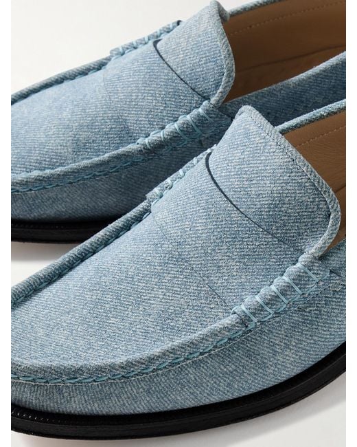 Gabriela Hearst Blue Seren Printed Suede Loafers