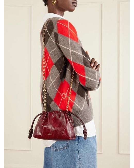 Pochette En Anguille Froissée À Finitions En Cuir Flamenco Mini Loewe en coloris Brown