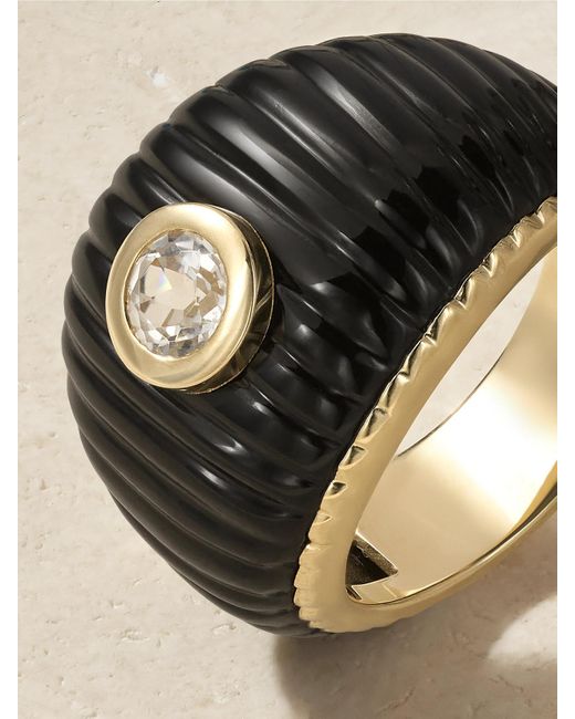 Yvonne Léon Natural Bague 9-Karat, Onyx And Topaz Ring