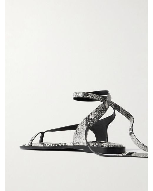 A.Emery White Heidi Snake-Effect Leather Sandals