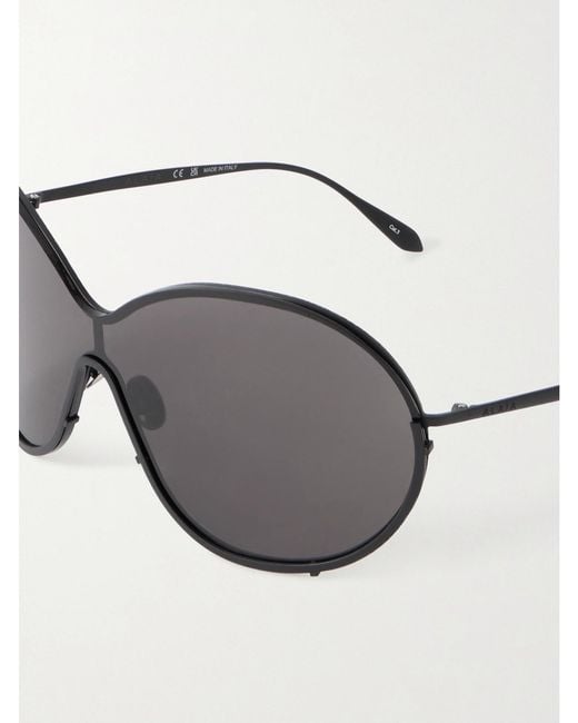 Alaïa Gray Mask Large Round-Frame Metal Sunglasses