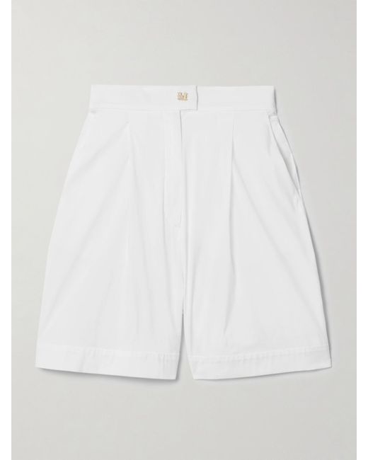 Max Mara White Sultano Shorts Aus Popeline Aus Einer Baumwollmischung Mit Bundfalten