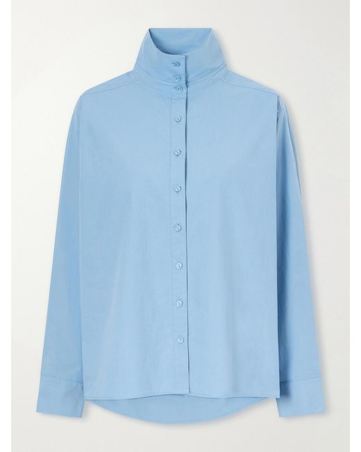 Still Here Blue Madison Cotton-Poplin Shirt