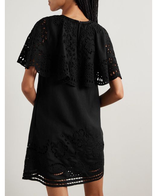 Sea Black Lula Mehrlagiges Minikleid Mit Lochstickerei