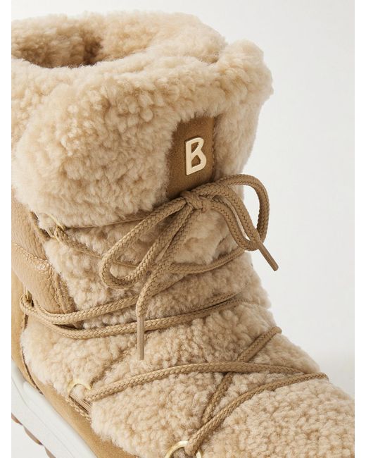 Bogner Natural Chamonix Shearling, Textured-Leather And Suede Snow Boots