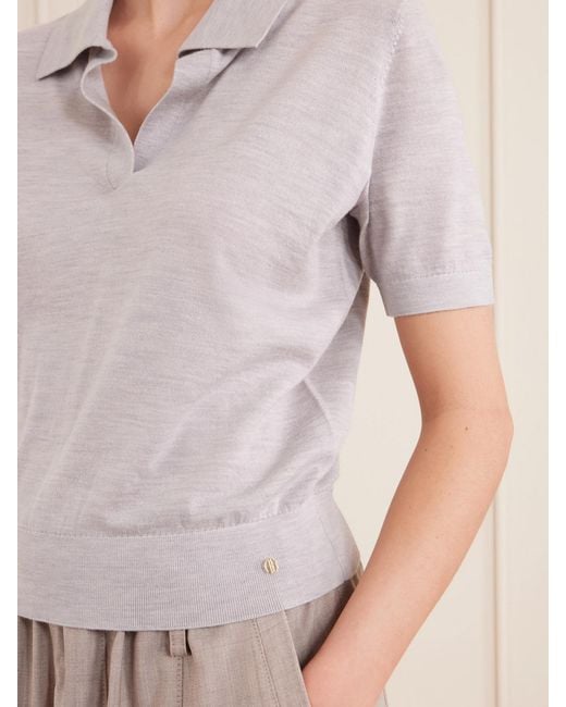 Anine Bing White Moni Wool And Cashmere-Blend Polo Sweater