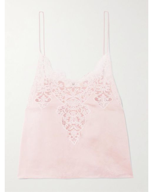 Chloé CottonBlend LaceTrimmed SilkSatin Top in Pink Lyst UK — free download