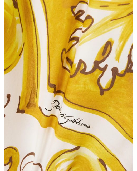 Dolce & Gabbana Yellow Maiolica Printed Cotton-Poplin Shorts