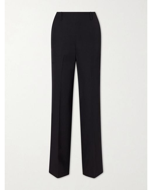 Khaite Blue Grenare Virgin Wool Straight-Leg Pants