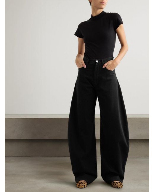 Alaïa Black High-Rise Barrel-Leg Jeans