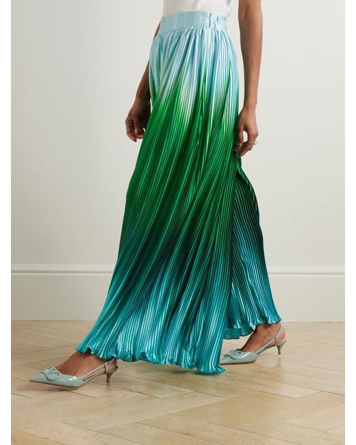 ‎Dima Ayad Green Ombré Plissé-Taffeta Wide-Leg Pants