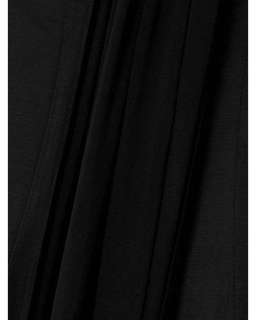 Abadia Black Off-The-Shoulder Voile And Stretch-Bamboo Jersey Midi Dress