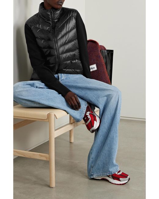 Moncler Black Ribbed Wool And Quilted Shell Down Jacket