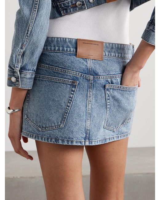 Alexander Wang Blue Crystal-Embellished Denim Mini Skirt