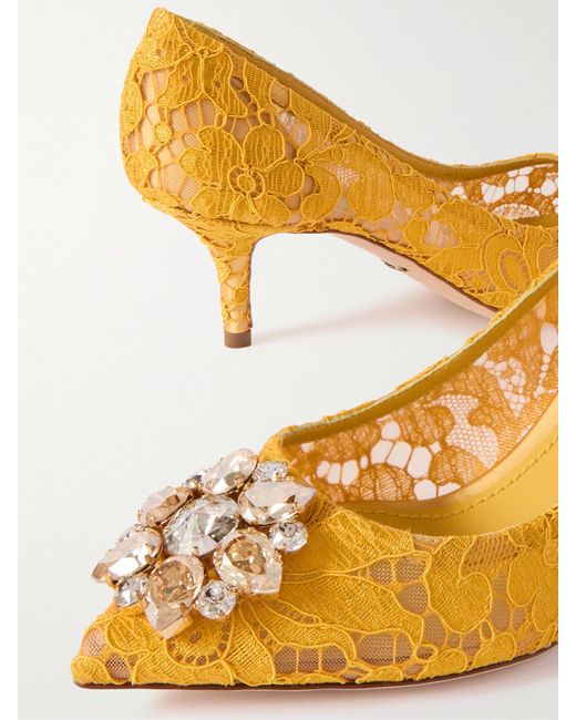 Escarpins En Dentelle Cordonnet À Cristaux Bellucci Dolce & Gabbana en coloris Metallic