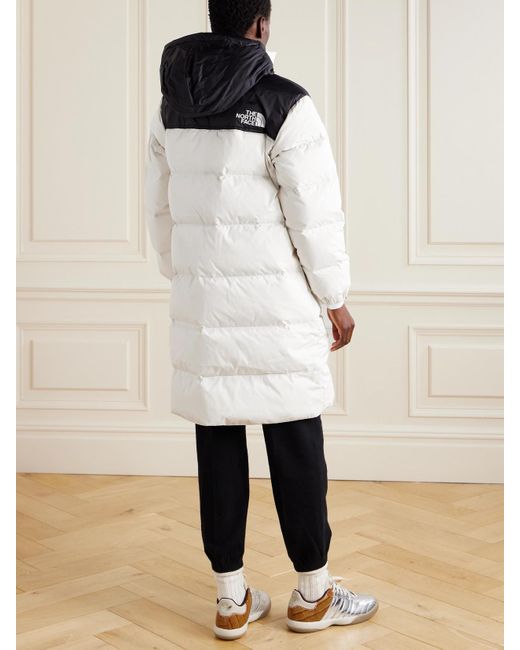 The North Face White Nuptse Hooded Embroidered Quilted Shell Down Parka